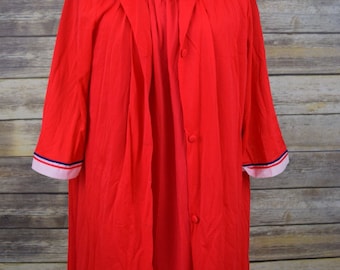 Vintage 1950s era Lorraine brand true red nightgown and matching robe cover-up, size Large FREE SHIPPING