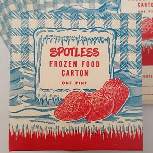 Lot of 2 NEW 1950s era vintage freezer cartons. Pint size, tag board foldable boxes, great retro look. FREE SHIPPING