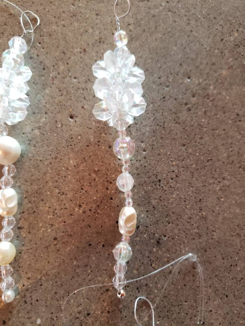 Fun lot of 11 vintage beaded icicle ornaments 4 long most clear FREE SHIPPING