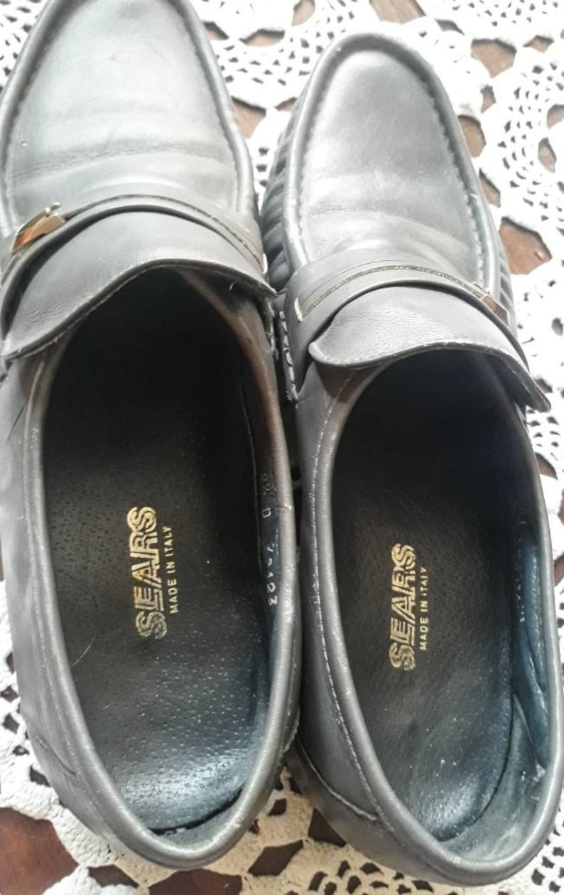 Vintage 1970s era men's loafers from Sears. Gray leather, made in Italy, leather sole. Size 9.5D. FREE SHIPPING image 6