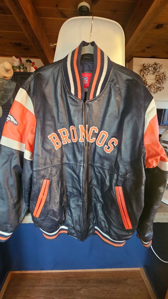 Vintage leather Denver Broncos leather coat NFL Ga