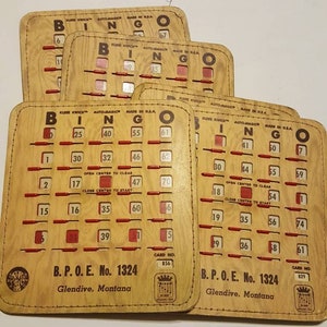 Vintage lot of five 1950s era Elk club reusable Bingo cards with sliding closures. Automagic 6.5&quot;x7&quot;. Multiple lots available. FREE SHIPPING