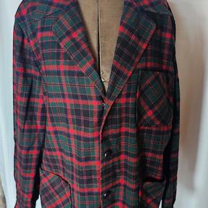 Vintage Full Zip Button Pocketed Men's XL Blue Shadow Plaid Vintage Full Zip Button Pocketed Men's XL Blue Shadow Plaid