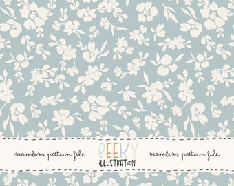 Boho Floral Seamless Pattern | DIGITAL DOWNLOAD | Cottage Floral Seamless Pattern, Spring Farmhouse Digital Pattern, Granny Chic Repeat