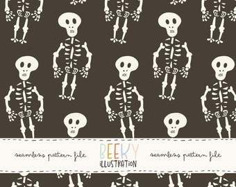 Skeleton Seamless Pattern | DIGITAL DOWNLOAD | Halloween Seamless Pattern, Skull Seamless, Kids Skeleton Seamless Pattern, Skeleton Digital