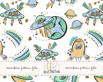 Space Seamless Pattern | DIGITAL FILE | Outer Space Digital Paper, Animal Seamless Pattern, Astronaut Pattern, Planets Seamless Pattern