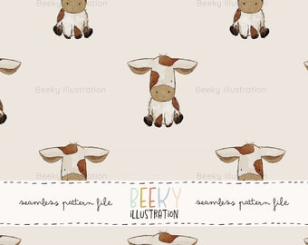 Cow Seamless Pattern | DIGITAL DOWNLOAD | Farm Animal Seamless Pattern, Animal Seamless Pattern, Farm Animal Digital Patterns, Cow Digital