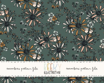 Wildblumen Muster | DIGITALER DOWNLOAD | Florale nahtlose Datei, Herbst Floral nahtlose, Boho Blumenmuster, Floral Sublimation Datei
