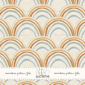 Rainbow Seamless Pattern | DIGITAL DOWNLOAD | Scallop Rainbow Fabric Design, Colourful Bohemian Seamless, Girl Seamless File, Summer Digital