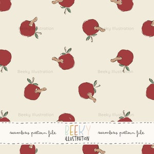 Worm in an Apple Seamless Pattern | DIGITAL DOWNLOAD | Gender Neutral Seamless File, Apple Seamless Pattern, Back to School Seamless, Kids