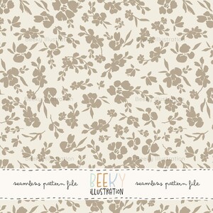 Fall Floral Seamless Pattern | DIGITAL DOWNLOAD | Floral Fabric Design, Cottage Core Seamless, Neutral Floral Seamless Pattern, Bohemian