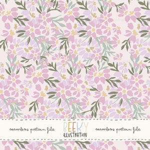 Lavender Floral Seamless Pattern | DIGITAL DOWNLOAD | Springtime Fabric Design, Easter Floral Pattern, Purple Flower Digital Pattern, Girly