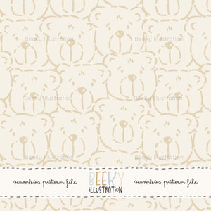 Bear Seamless Pattern | DIGITAL DOWNLOAD | Teddy Bear Seamless, Woodland Animal Seamless, Brown Bear Digital Pattern, Boy Seamless Pattern