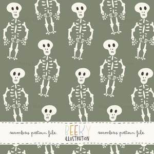 Skeleton Seamless Pattern | DIGITAL DOWNLOAD | Halloween Seamless Pattern, Skull Seamless, Kids Skeleton Seamless Pattern, Skeleton Digital