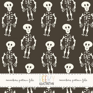 Skeleton Seamless Pattern | DIGITAL DOWNLOAD | Halloween Seamless Pattern, Skull Seamless, Kids Skeleton Seamless Pattern, Skeleton Digital