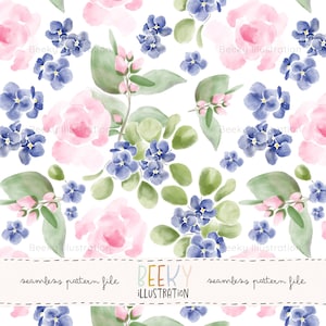 Watercolour Floral Seamless Pattern | DIGITAL DOWLOAD | Spring Floral Seamless, Rose Seamless Pattern, Easter Floral Seamless Pattern, Roses
