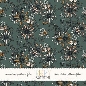 Wildflower Seamless Pattern | DIGITAL DOWNLOAD | Floral Seamless File, Fall Floral Seamless, Boho Floral Pattern, Floral Sublimation File