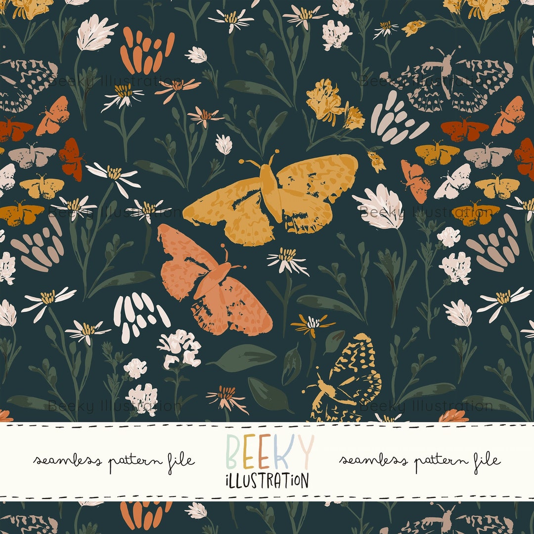 Butterfly Seamless Pattern | DIGITAL FILE | Bohemian Floral Repeating ...