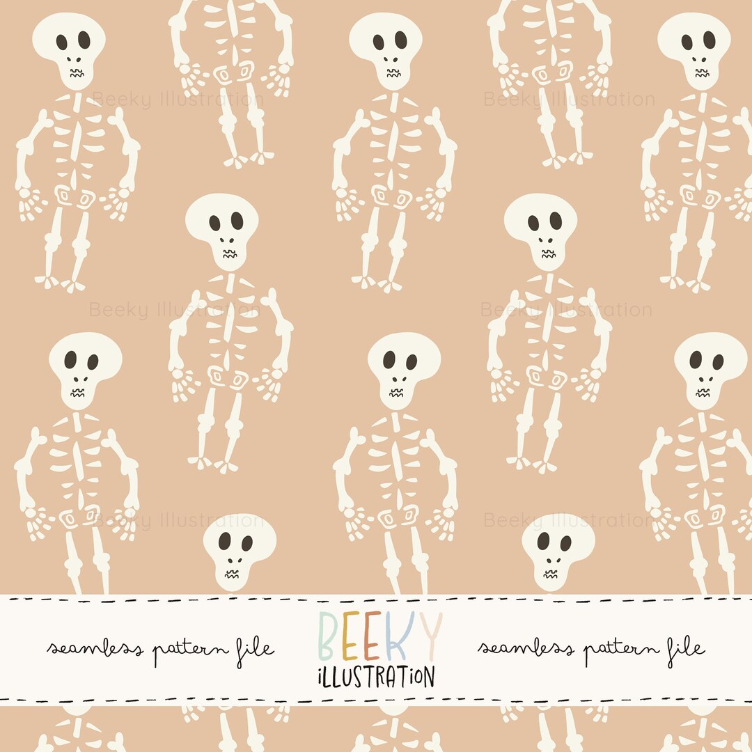 Skeleton Seamless Pattern | DIGITAL DOWNLOAD | Halloween Fabric Design ...