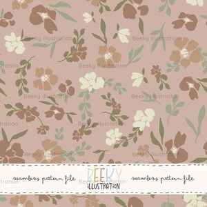 Boho Floral Seamless Pattern | DIGITAL DOWNLOAD | Vintage Fabric Design, Rustic Cottage Floral Pattern, Baby Girl Repeating Pattern, Girly