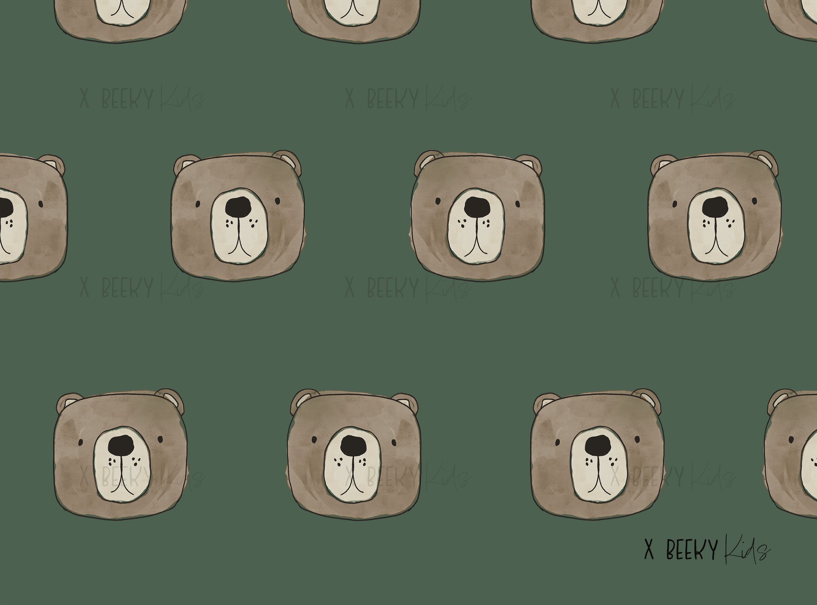 Bear Head Seamless Pattern | DIGITAL DOWNLOAD | Woodland Fabric Design ...