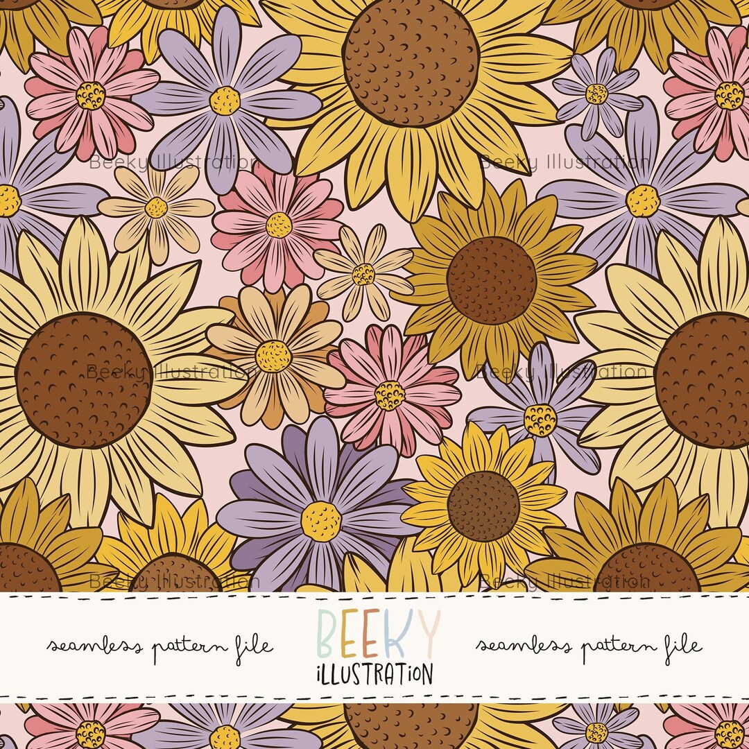 Sunflower Seamless Pattern | DIGITAL DOWNLOAD | Boho Floral Pattern ...