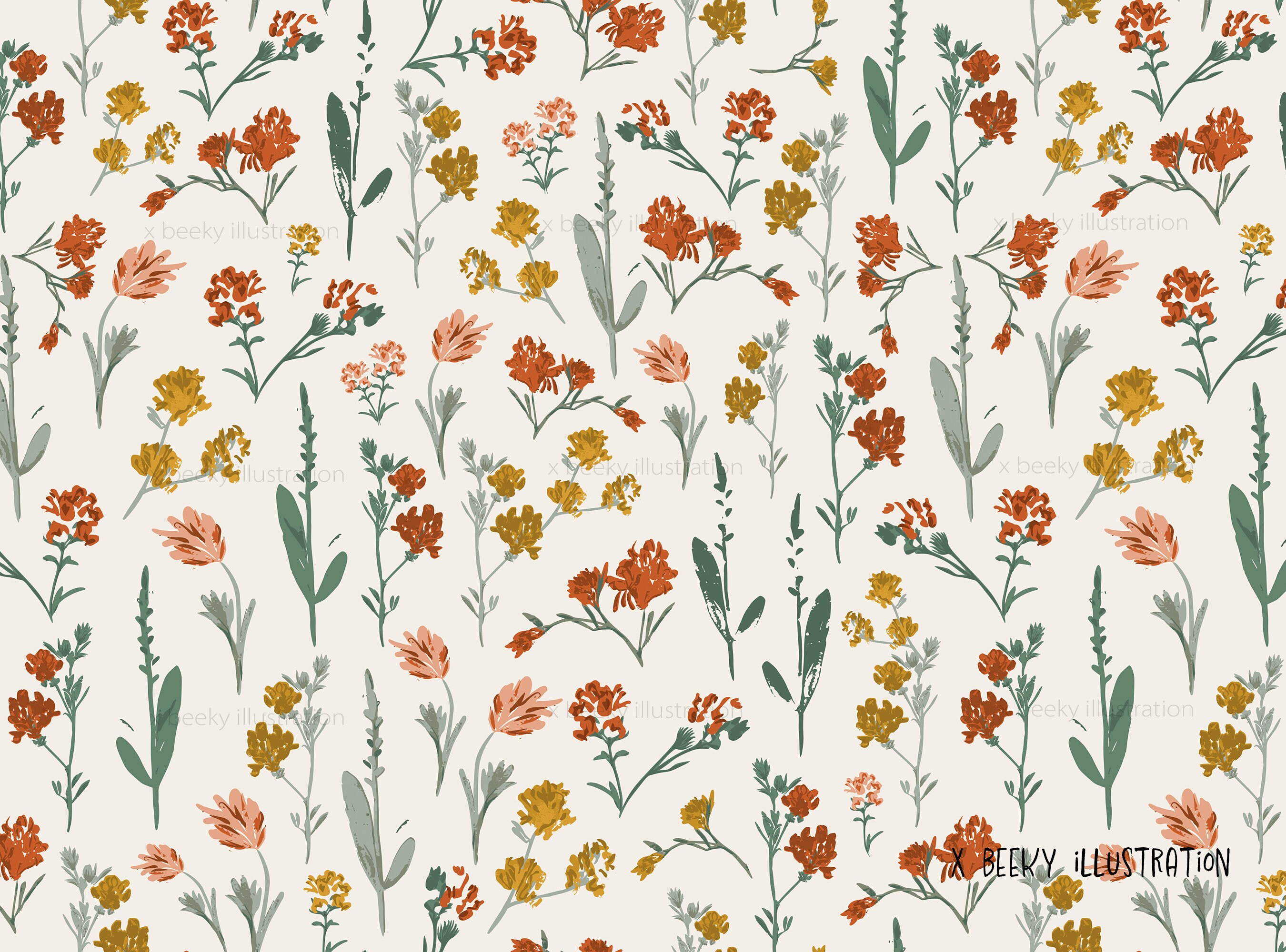 Boho Floral Seamless Pattern Bundle DIGITAL DOWNLOAD Wildflower ...