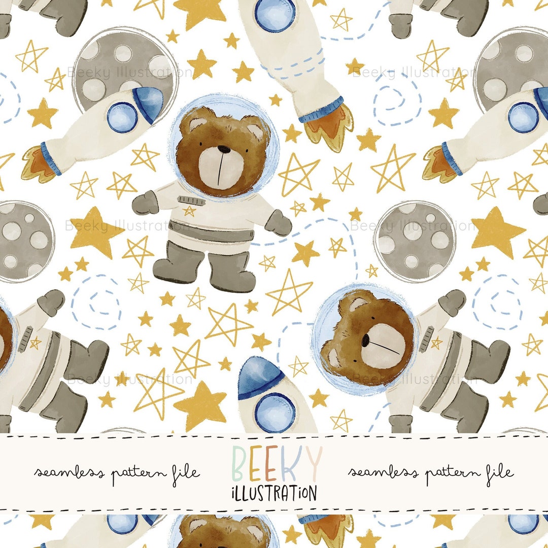 Brown Bear Seamless Pattern | DIGITAL DOWNLOAD | Outer Space Fabric ...