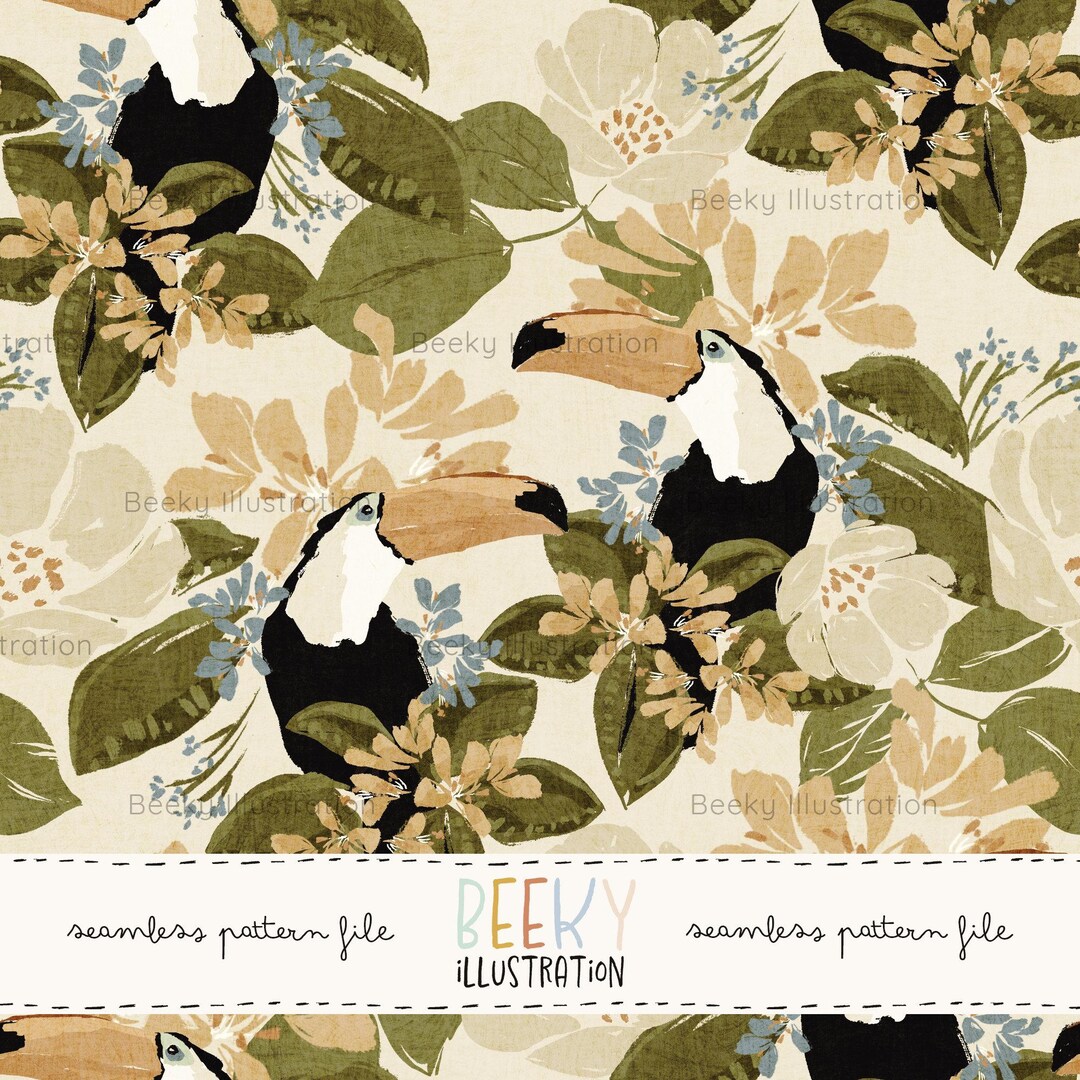 Bohemian Toucan Seamless Pattern | DIGITAL DOWNLOAD | Tropical Bird ...