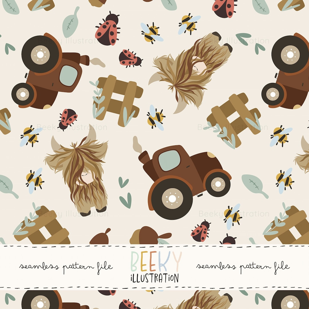 Tractor Seamless Pattern | DIGITAL DOWNLOAD | Farm Animal Seamless ...