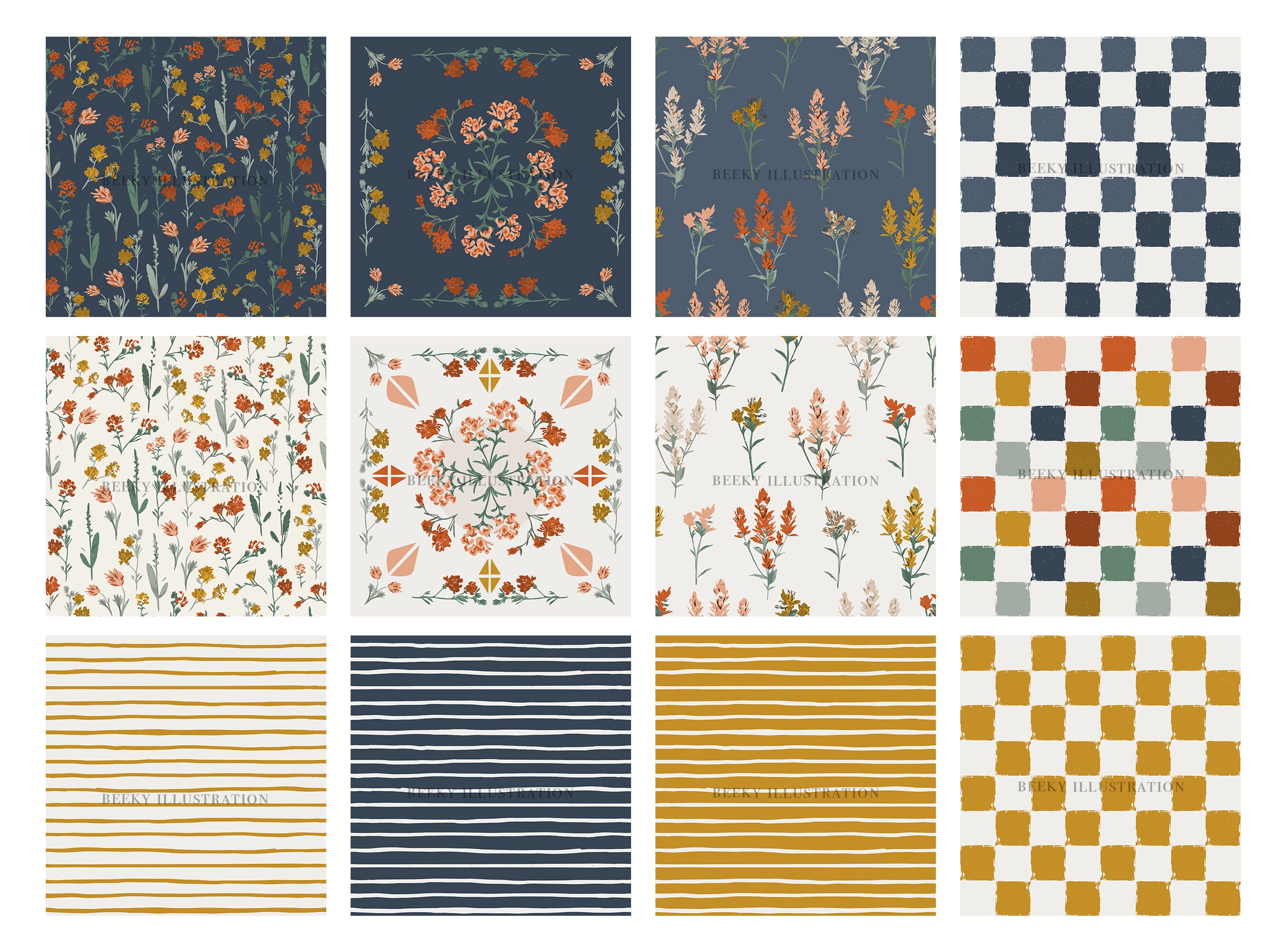Boho Floral Seamless Pattern Bundle | DIGITAL DOWNLOAD | Wildflower ...