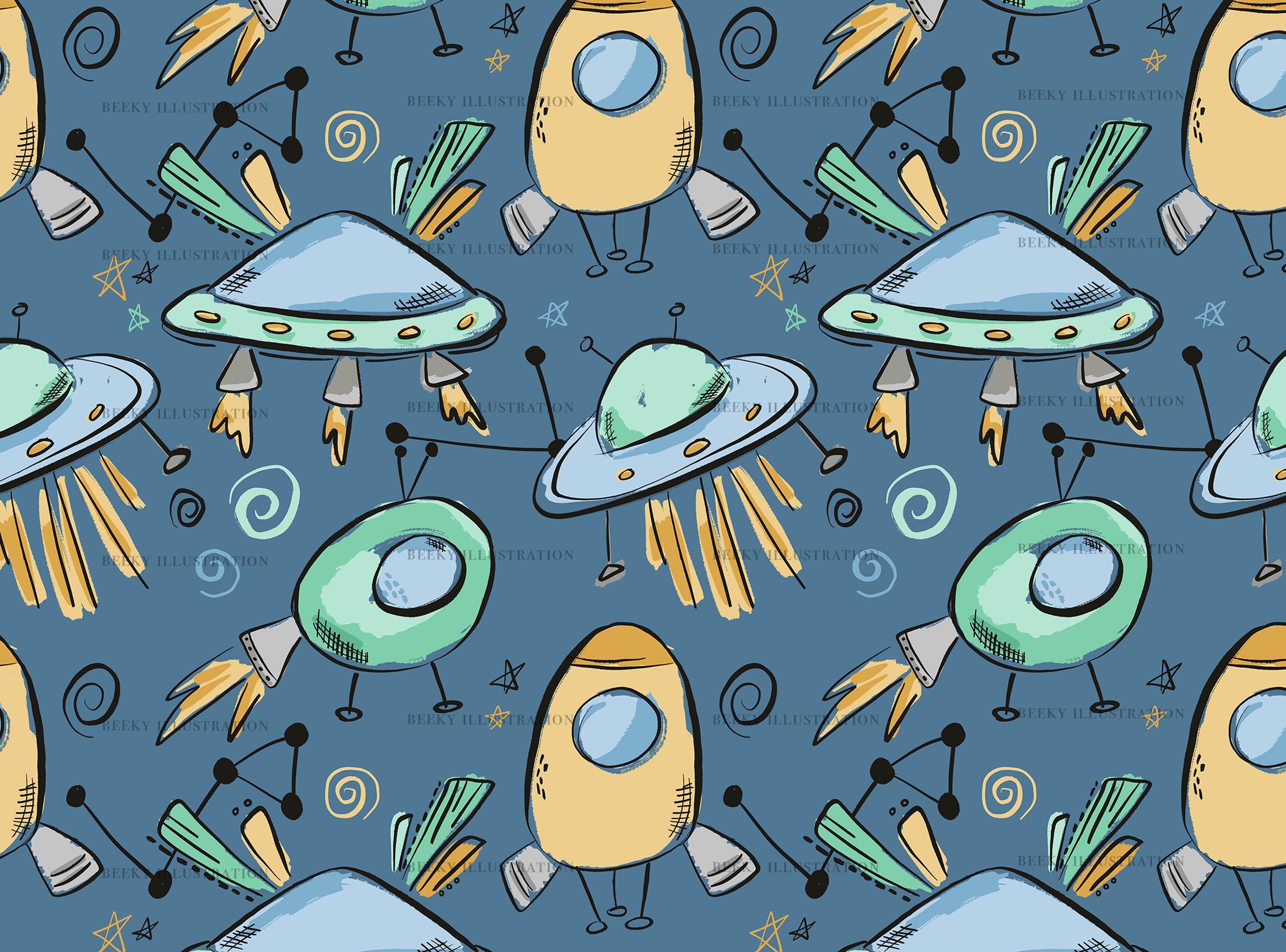 Space Ship Seamless Pattern | DIGITAL FILE | Outer Space Digital Paper ...