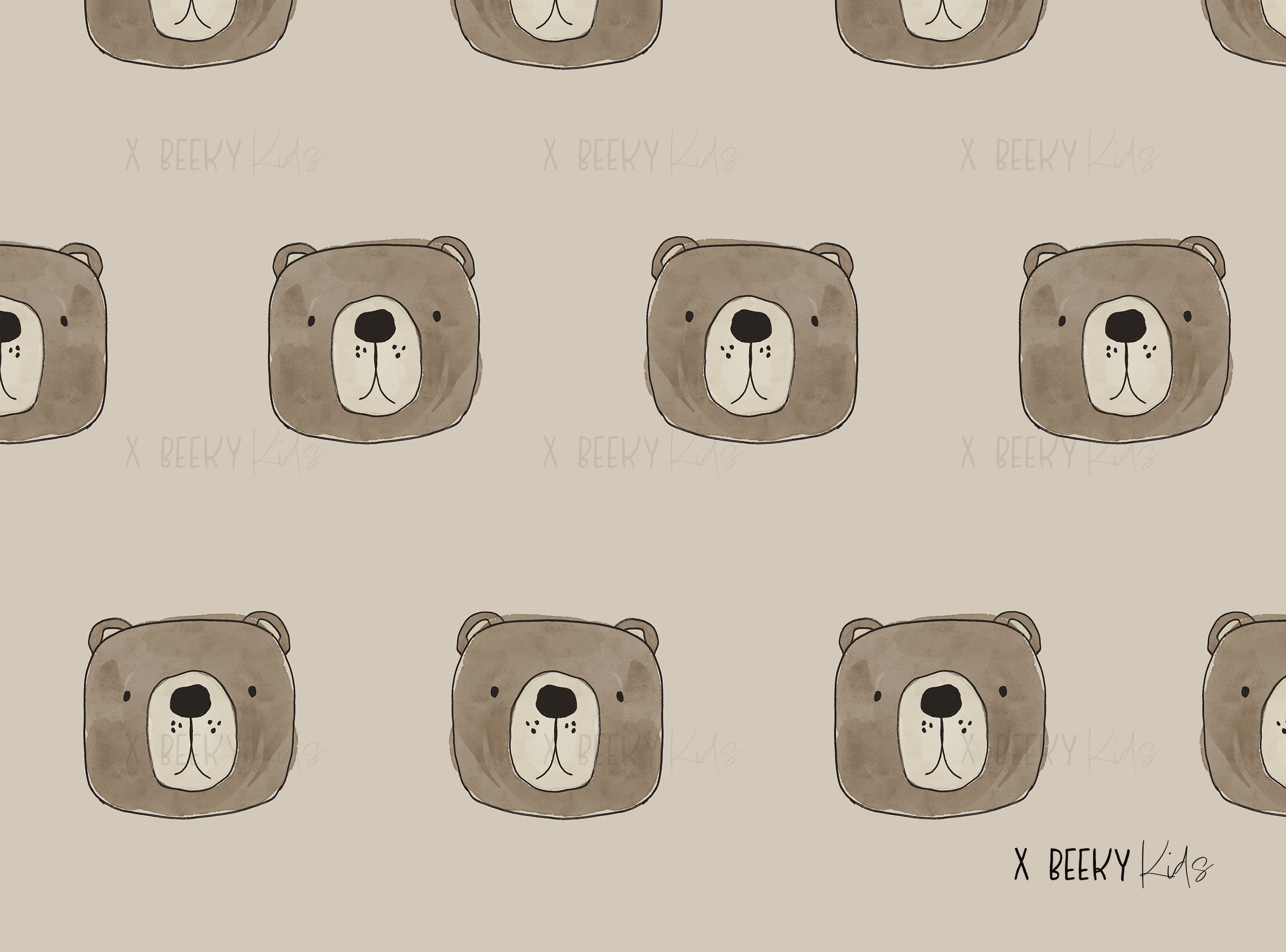 Bear Head Seamless Pattern | DIGITAL DOWNLOAD | Animal Seamless Pattern ...