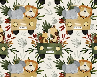 Safari Animals Seamless Pattern | DIGITAL DOWNLOAD | Safari Digital Paper, Jungle Seamless Pattern, Seamless Pattern Cute, Baby Boy Seamless