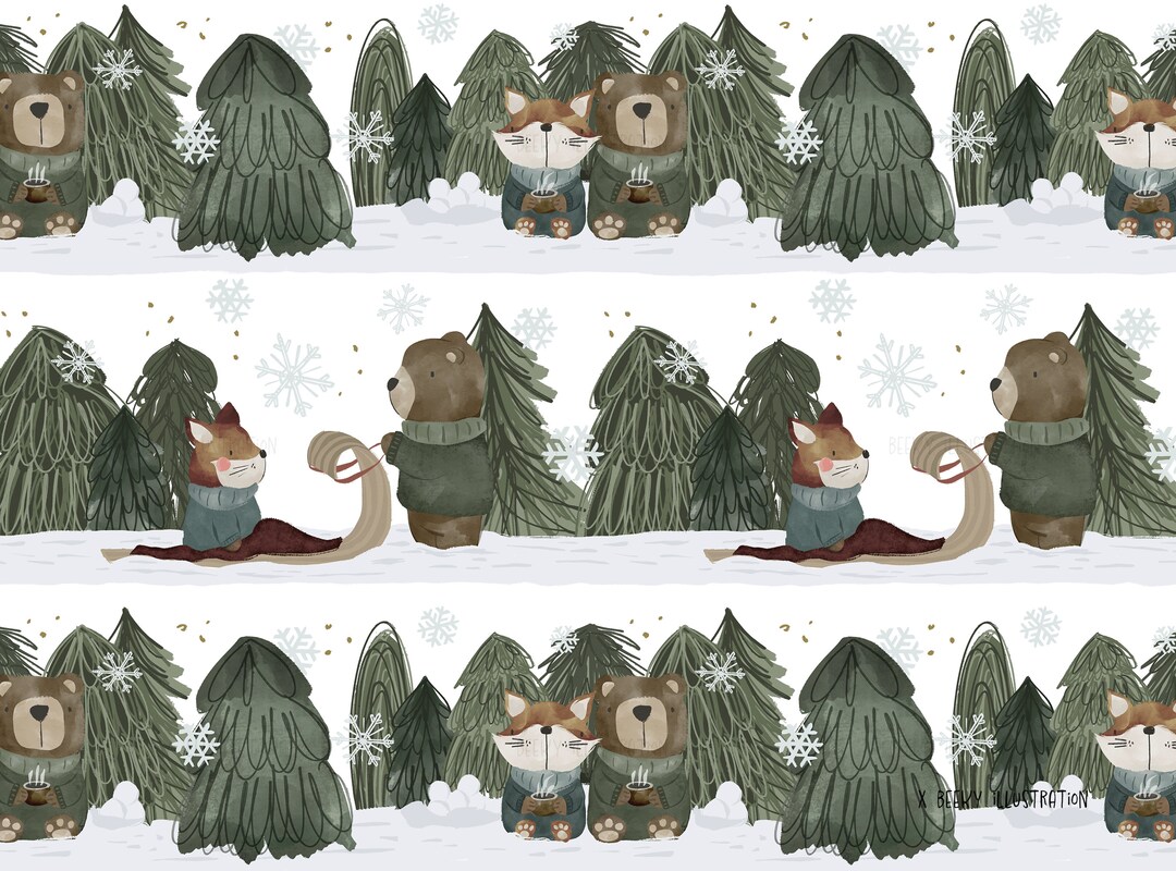 Winter Woodland Seamless Pattern DIGITAL DOWNLOAD - Etsy