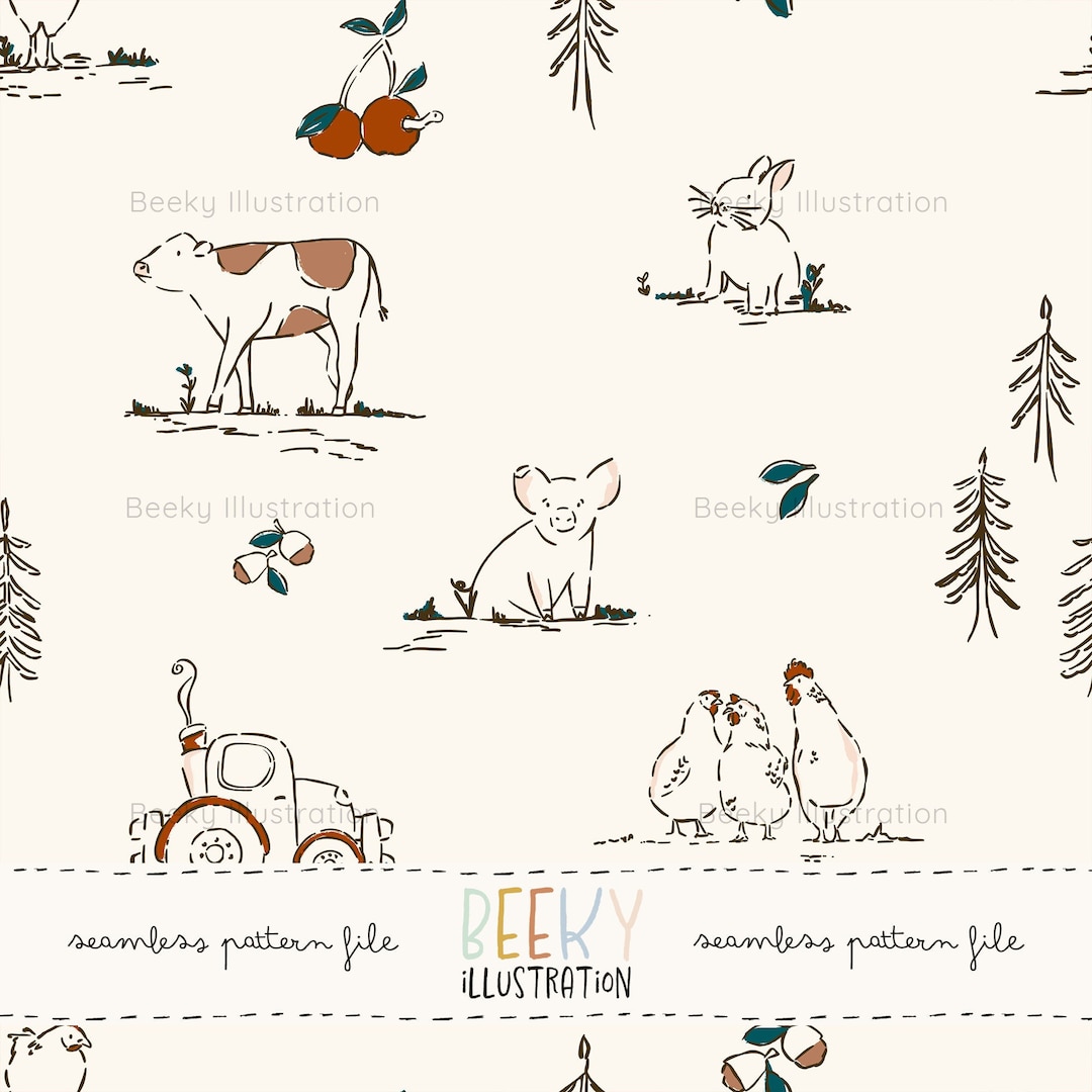 Farm Animal Seamless Pattern | DIGITAL DOWNLOAD | Gender Neutral ...