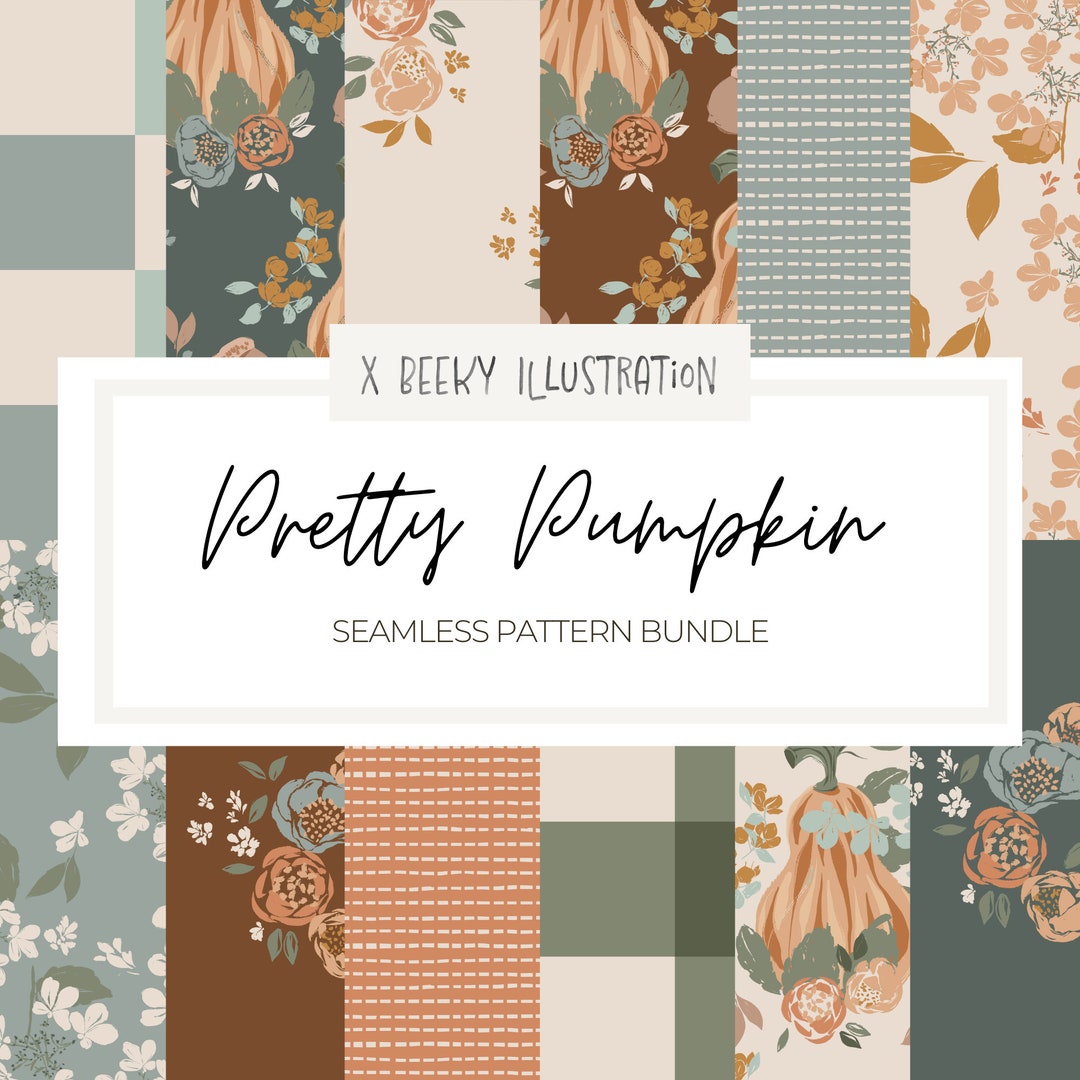 Floral Pumpkin Seamless Pattern Bundle | DIGITAL DOWNLOAD | Fall Floral ...
