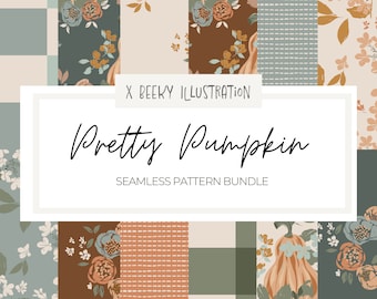 Floral Pumpkin Seamless Pattern Bundle | DIGITAL DOWNLOAD | Fall Floral Seamless, Pumpkin Digital Paper Bundle, Boho Floral Seamless Pattern