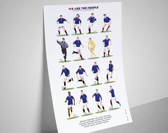 Glasgow Rangers FC 16 Players Minimalist Illustration // 11in x 17in // Glasgow Rangers // Football // Soccer // Rangers