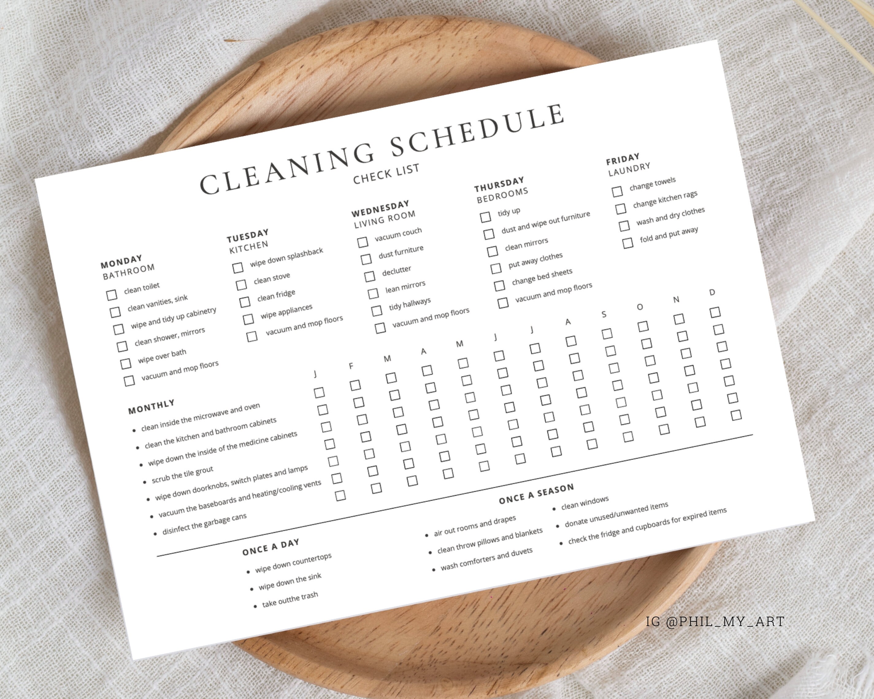 Cleaning Schedule Check List Digital Template Canva Editable - Etsy