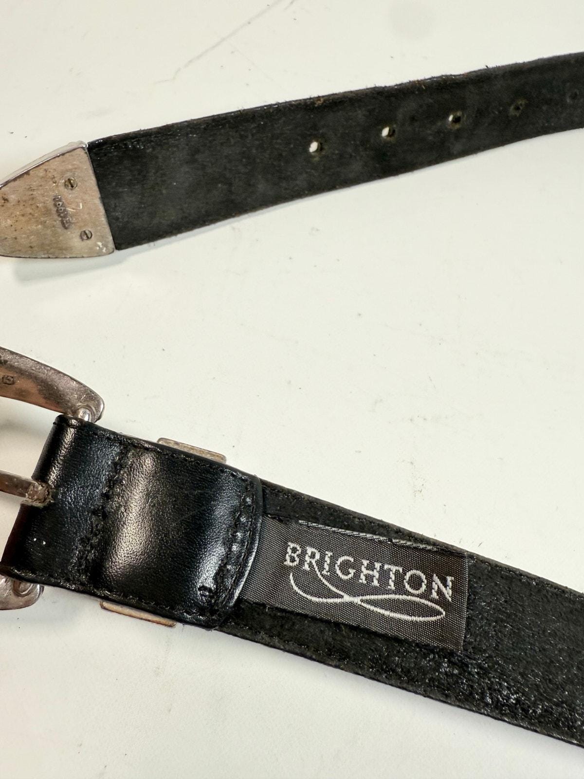 Vintage 1994 Silver Buckle Brighton Salina Taper Belt Western Style Vintage Brighton Western Belt w/Silver Accents and Buckle  main image 3