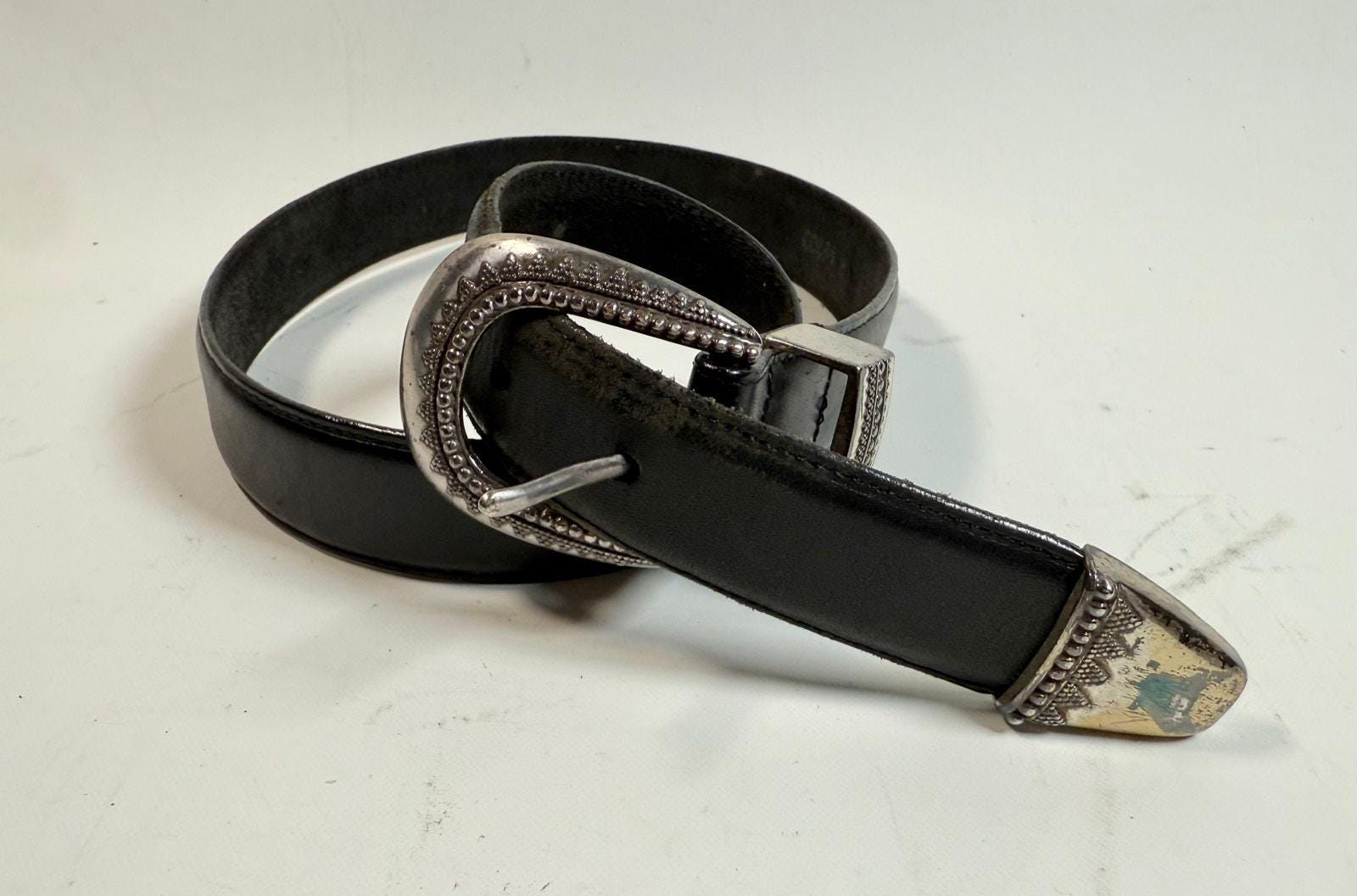 Brighton Boho Western Leather Belt Silver Black 1994 Brown Brighton Belt - Etsy main image 3