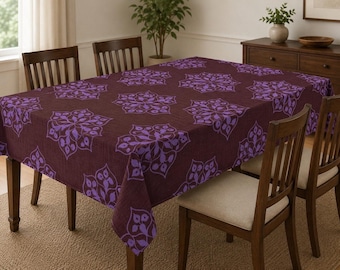 John Robshaw Block Printed Medallion Print Tablecloth 50” x 90”