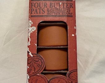 NIB 1970’s Deadstock Mr Brannam's Four Butter Pat Terracotta Butter Dish Set