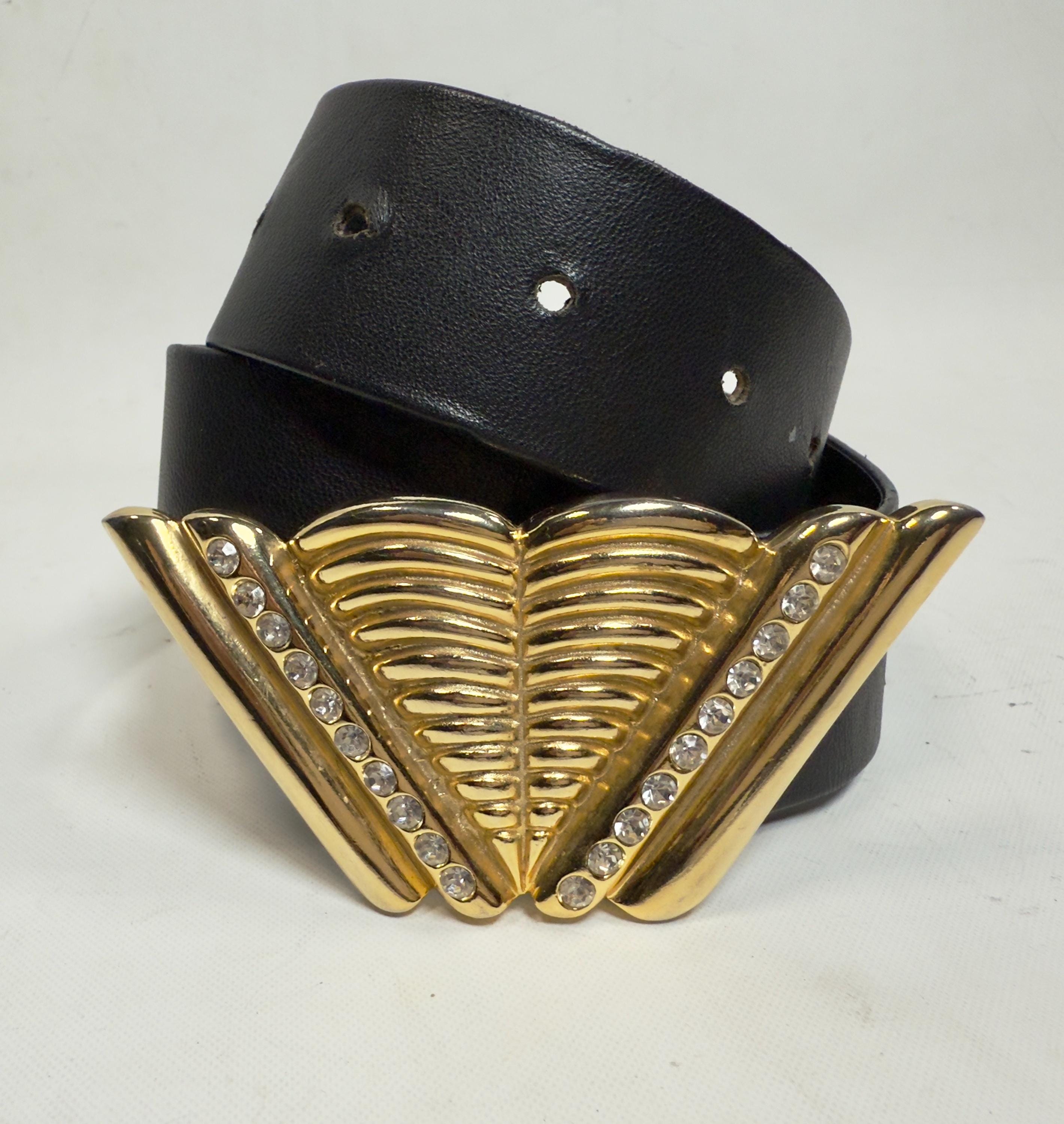 Vintage Georges Gallet Gold/Rhinestone Art Deco Belt size S Women main image 4