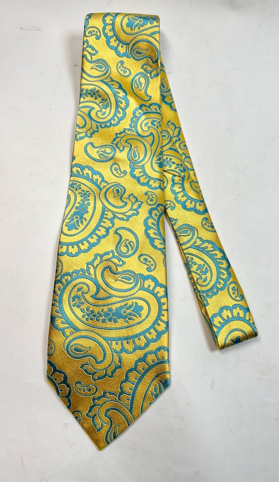 ETRO Yellow & Blue Macro Paisley Silk Tie