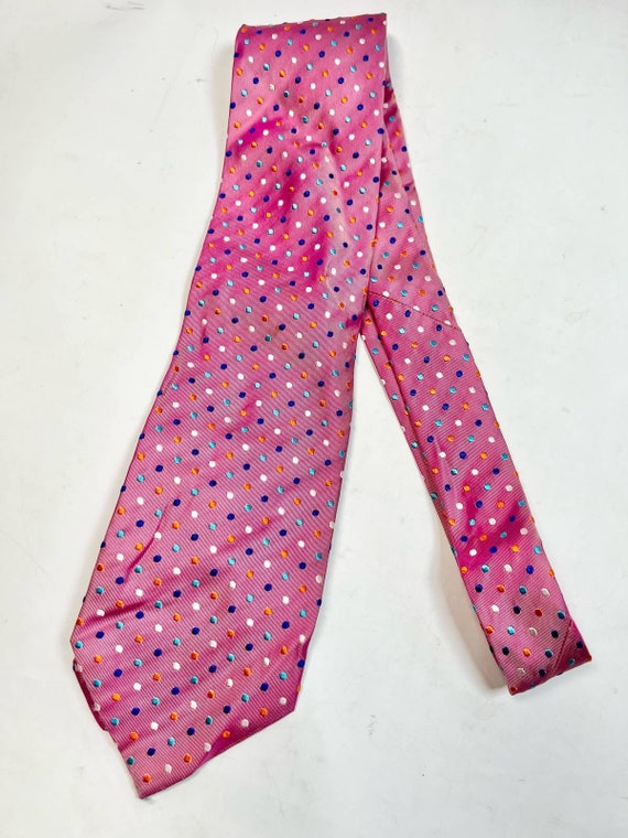 ETRO Pink Polka Dot Silk Tie