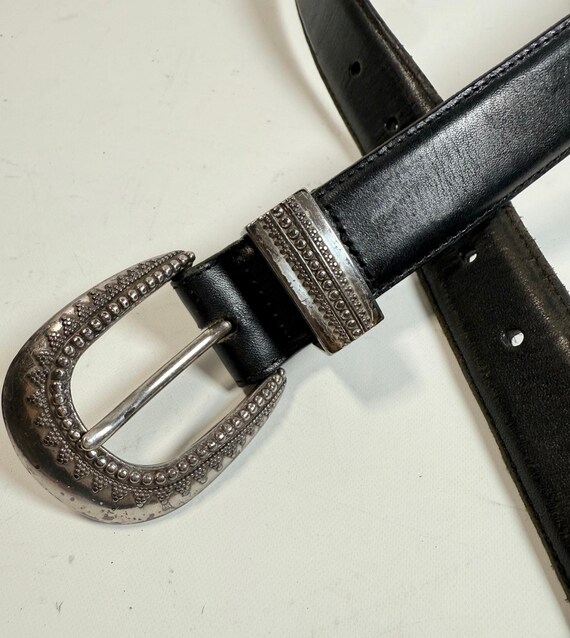 Vintage 1994 leather belt 1994 Tony Lama Vintage Size 38 Conch Belt Brown Sliver - Etsy main image 3