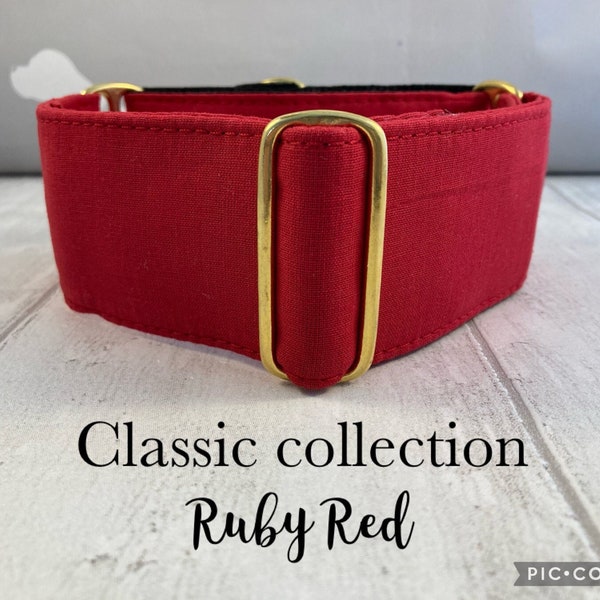 Martingale Collar | Martingale Collar and Lead | Red Martingale | Red Dog Collar | Greyhound Collar | Whippet Collar | Wide Dog Collar