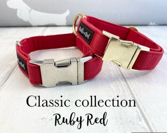 Dog Collar | Luxury Dog Collar | Red Dog Collar | Dog Collar and Lead Set | Puppy Collar | Designer Dog Gift | For Small and Large Dogs